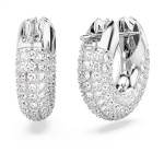 Dextera hoop earrings, Pavé, White, Rhodium plated